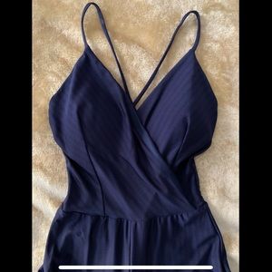 Navy/black striped jumpsuit